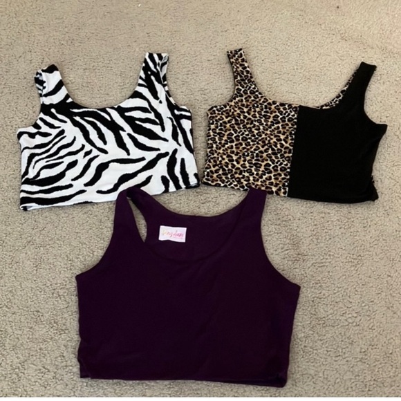 Hand Crafted Tops - Bundle of 3, super soft crop tanks, zebra, leopard, colorblock, solid, basics